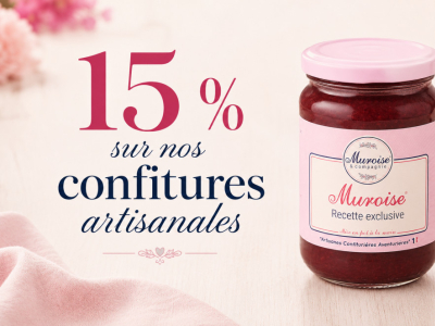 15 % de réduction sur nos confitures du 15 au 26 juillet avec le code...